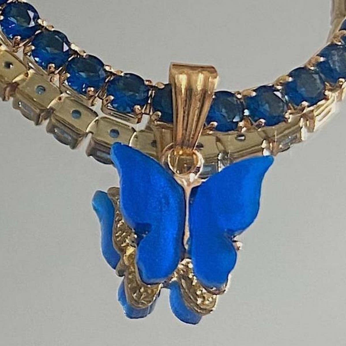 COLORFUL TITANIUM STEEL BUTTERFLY PENDANT NECKLACE_CWMM3888