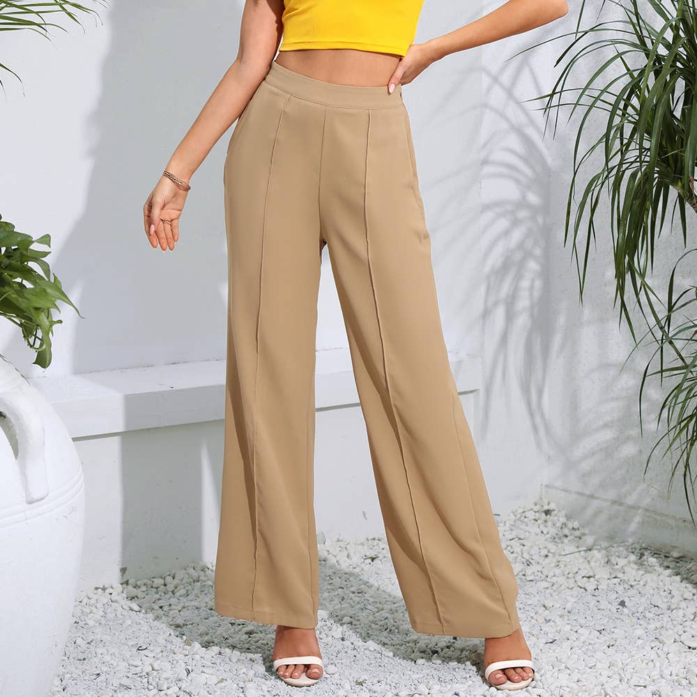 Stylish Simple High-Waisted Baggy Wide-Leg Pants