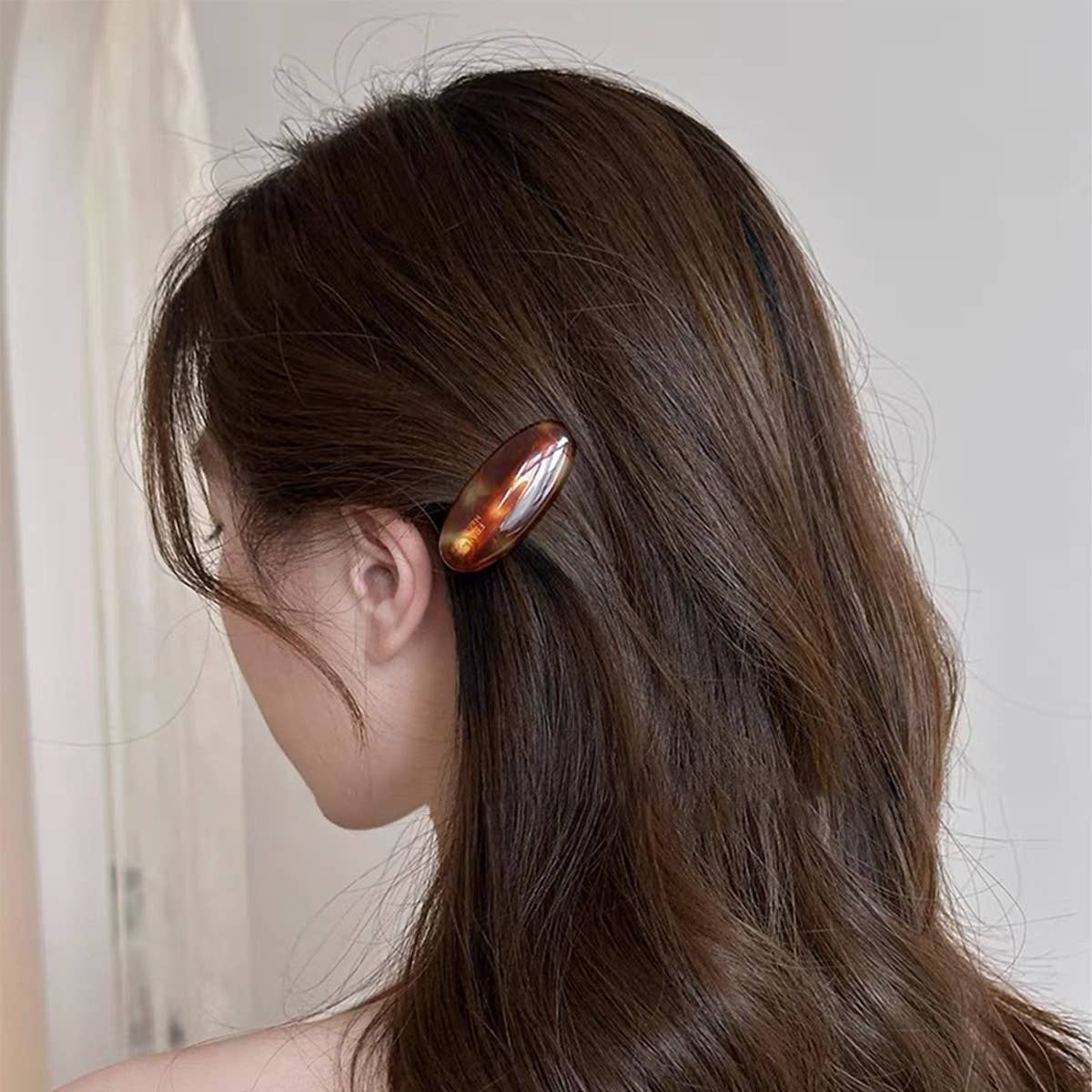 Marble Pattern Oval Resin Hair Barrettes For Women_Cwaha0753