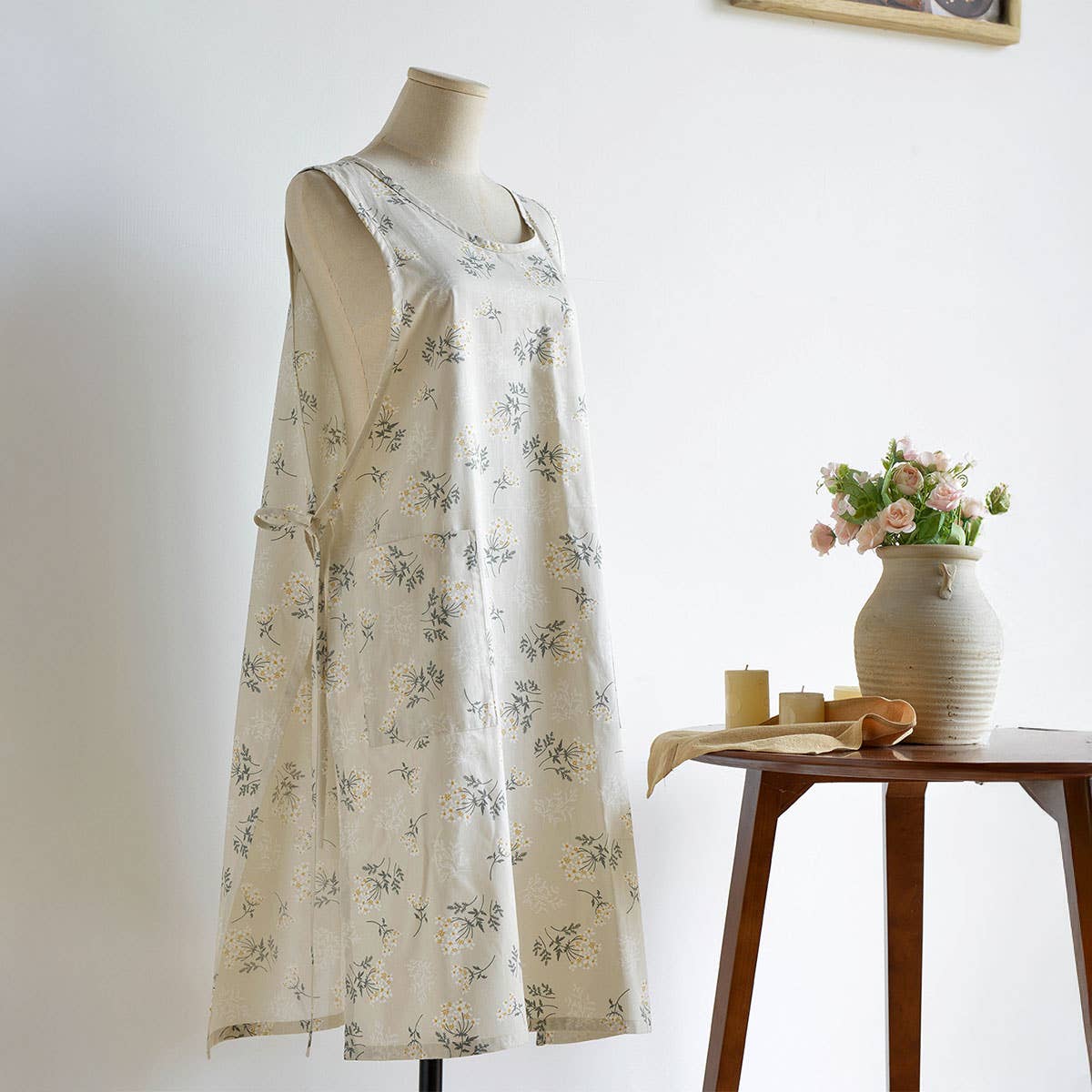 Waistband Cotton Linen Aprons With Pockets_Cwmm3289