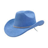 MEN WOMEN SUEDE WESTERN COWBOY FEDORA HAT_CWAH04395