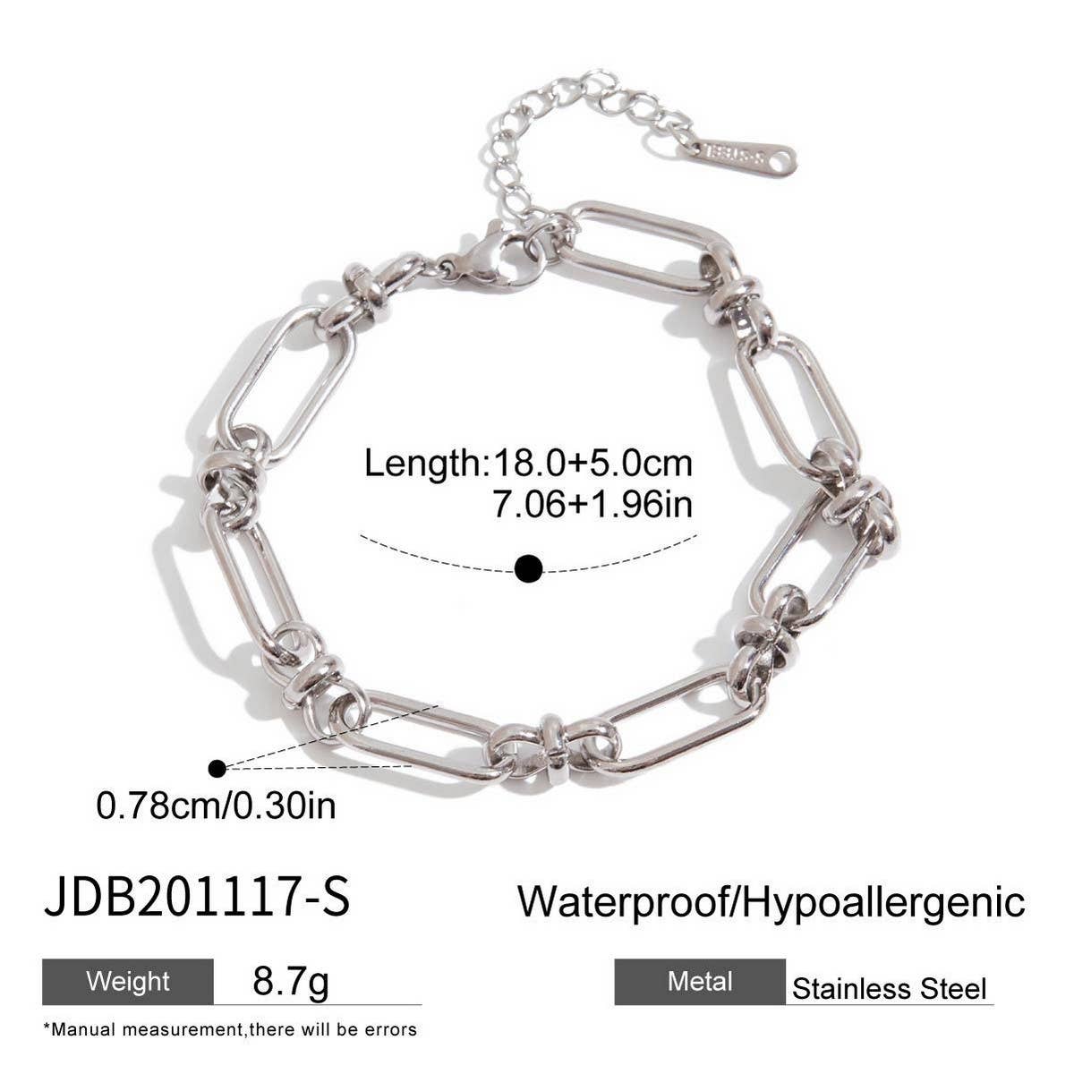 18K GOLD SILVER TWO TONE CROSS CHAIN BRACELET_CWAJE4737