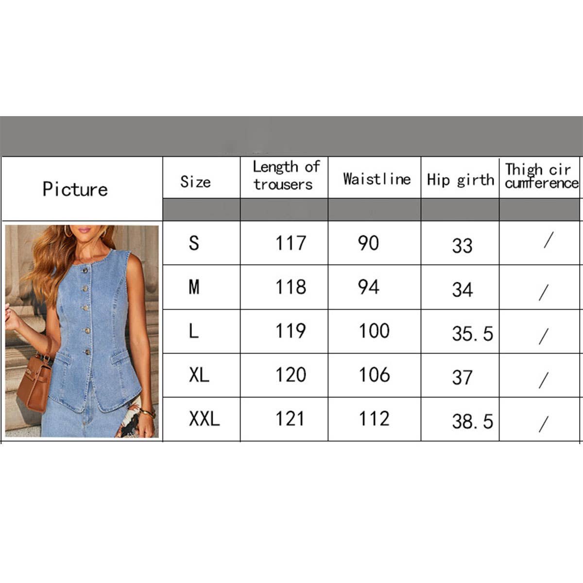 Solid Color Loose Denim Wide Leg Pants Vest Suit