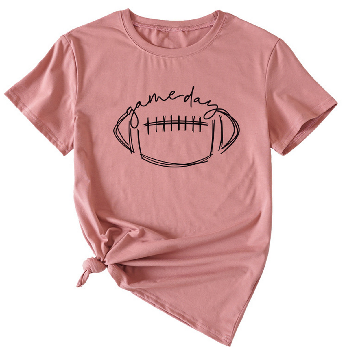 Wome Casual Tee With Fun Football Print_Cwdsd8368