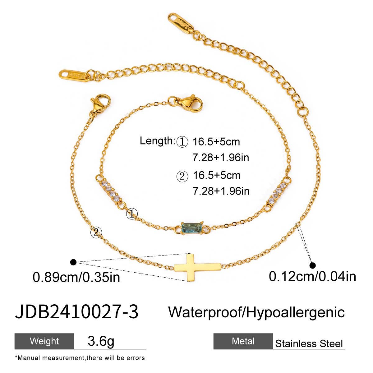 Titanium Double Layer Zodiac Cross Bracelet