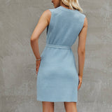 Solid Knitted Skirt Split Dress