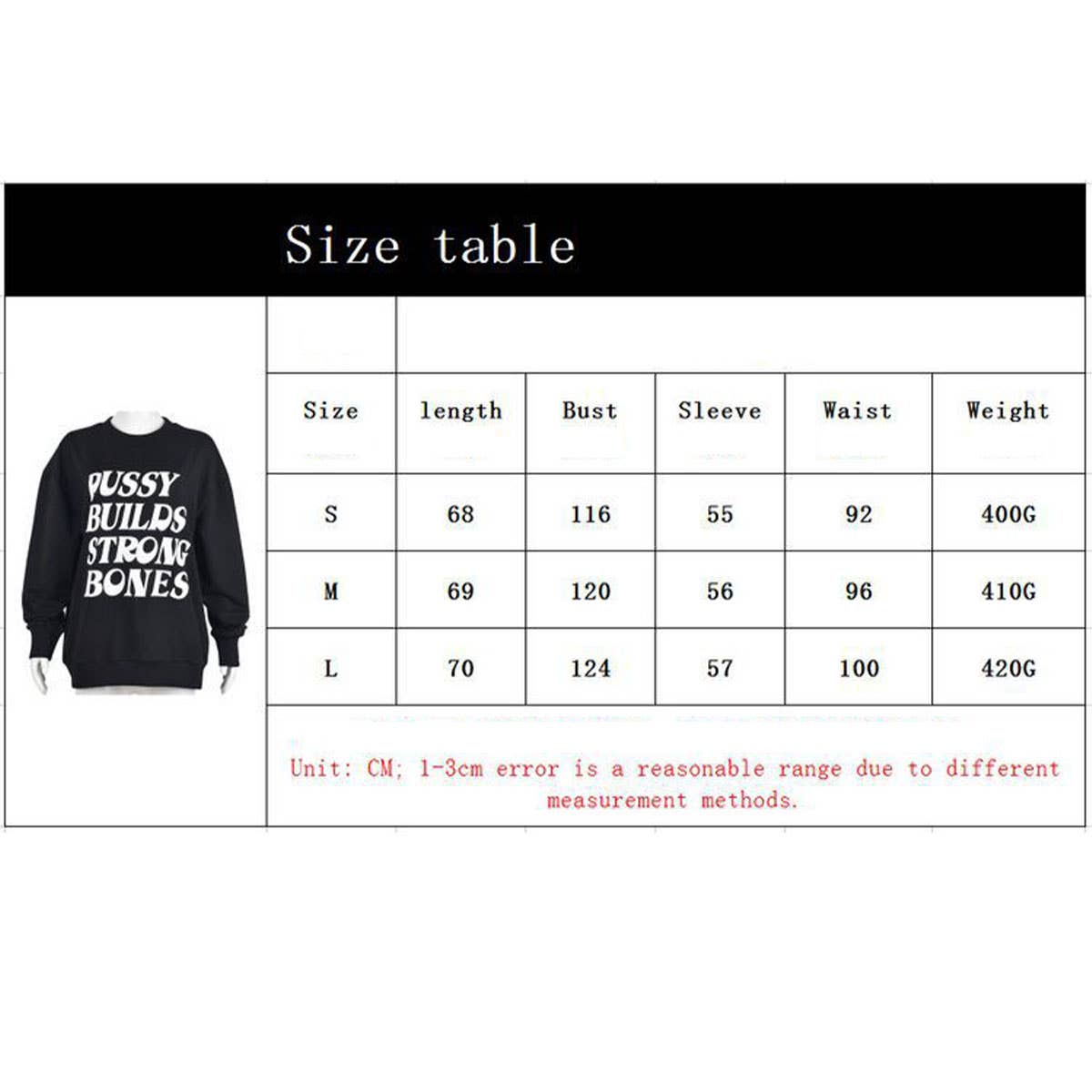 Womens Fashion Pussybuild Strong Hoodie