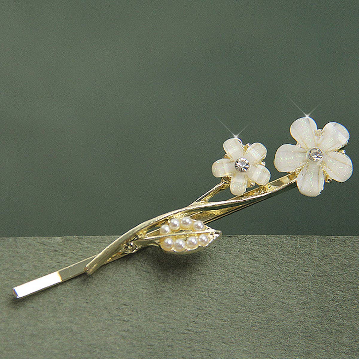 STYLISH FLOWER ALLOY HAIR PIN WITH PEARL_CWAHA1208