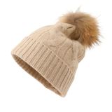 Winter Knit Pom Pom Hat Soft Cashmere For Her_Cwah3996