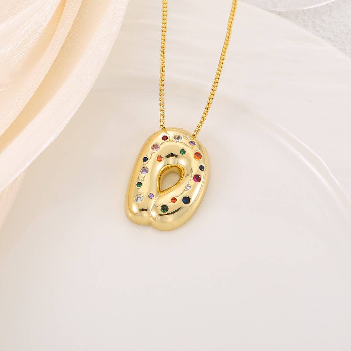 CREATIVE GLOSSY COLORFUL LETTER PENDANT NECKLACE_CWMM5877