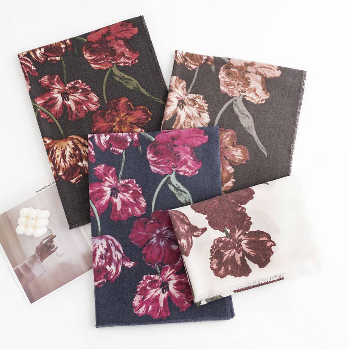 FLORAL PRINT SCARF SOFT COMMUTER WRAP FOR WOMEN_CWASC0471