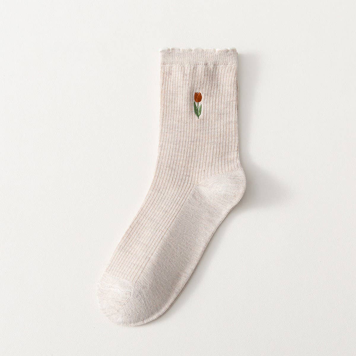 FLORAL EMBROIDERED COTTON SOCKS_CWMS0510