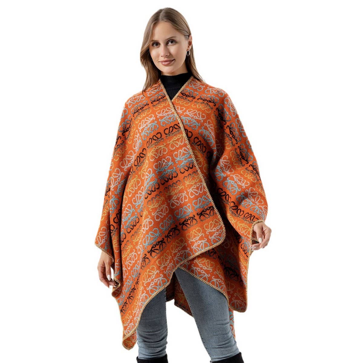 FAUX CASHMERE CAPE SHAWL WARM CAPE SCARF_CWASC2246