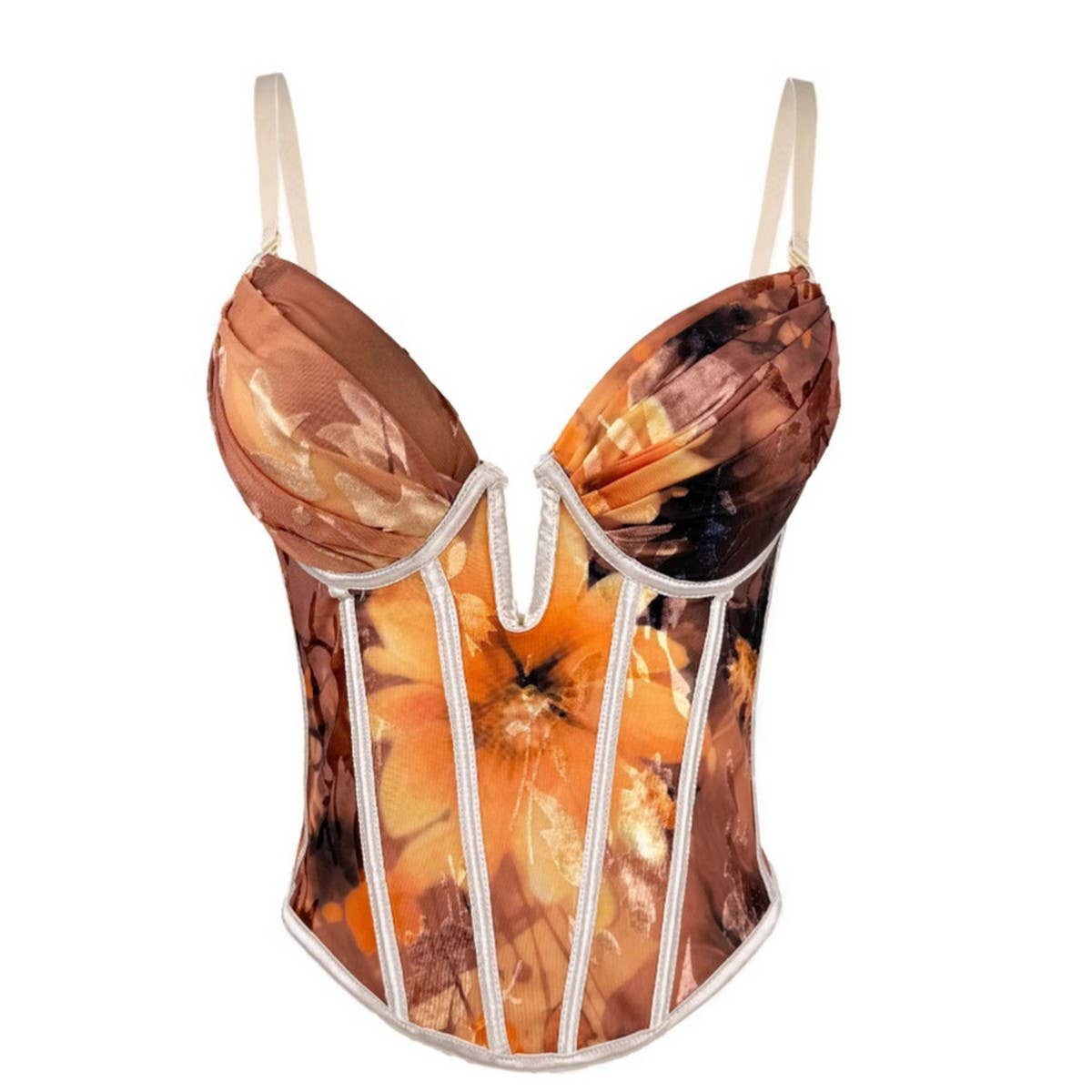 PREMIUM PRINTED PADDED HERRINGBONE CORSET_CWMM4134
