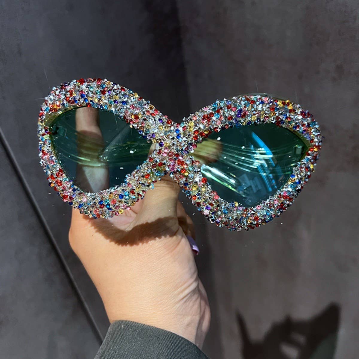 Vintage Large Frame Diamond Sunglasses_Cwasg0804