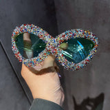 Vintage Large Frame Diamond Sunglasses_Cwasg0804