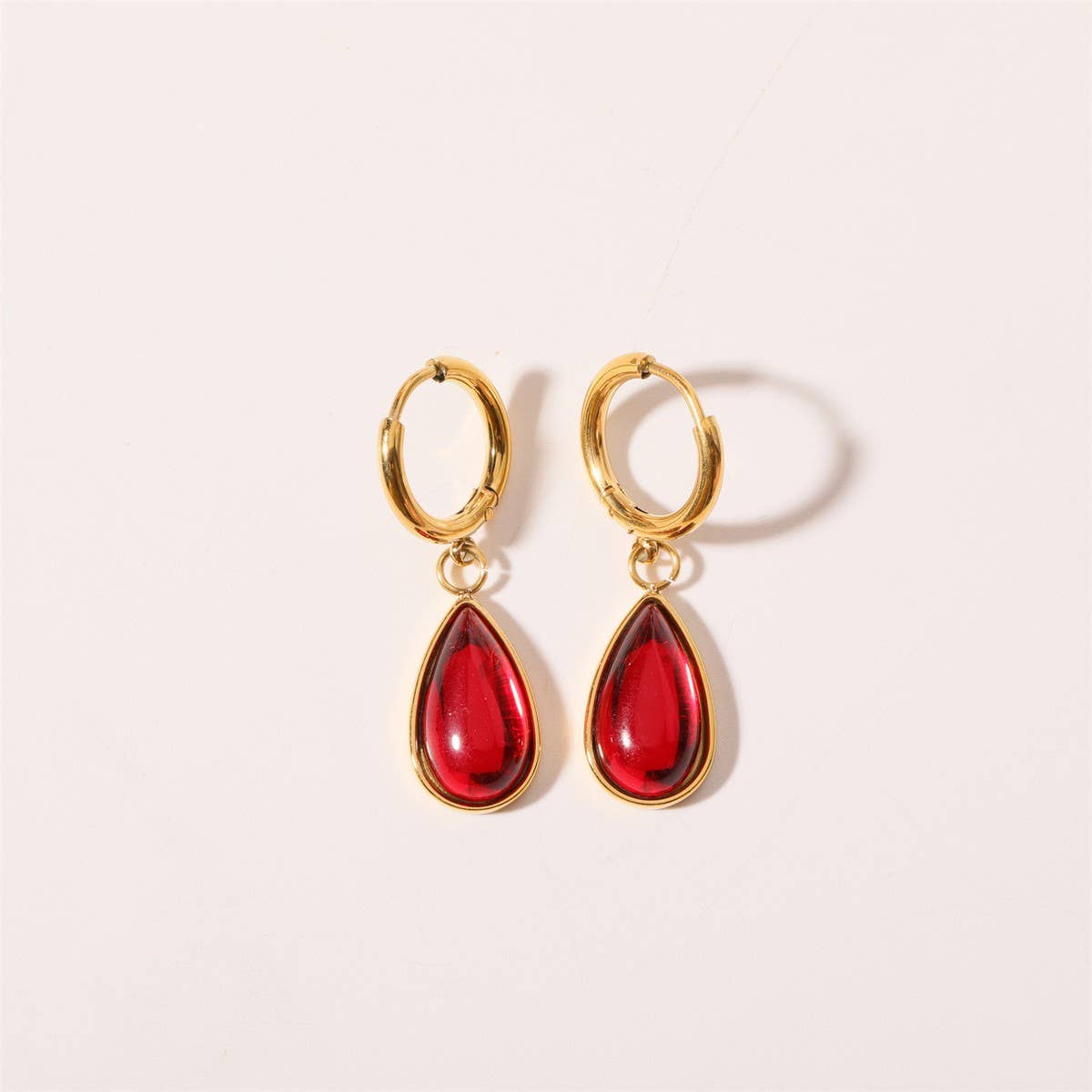 TEARDROP BIRTHSTONE EARRINGS GOLD STAINLESS_CWAJE5032