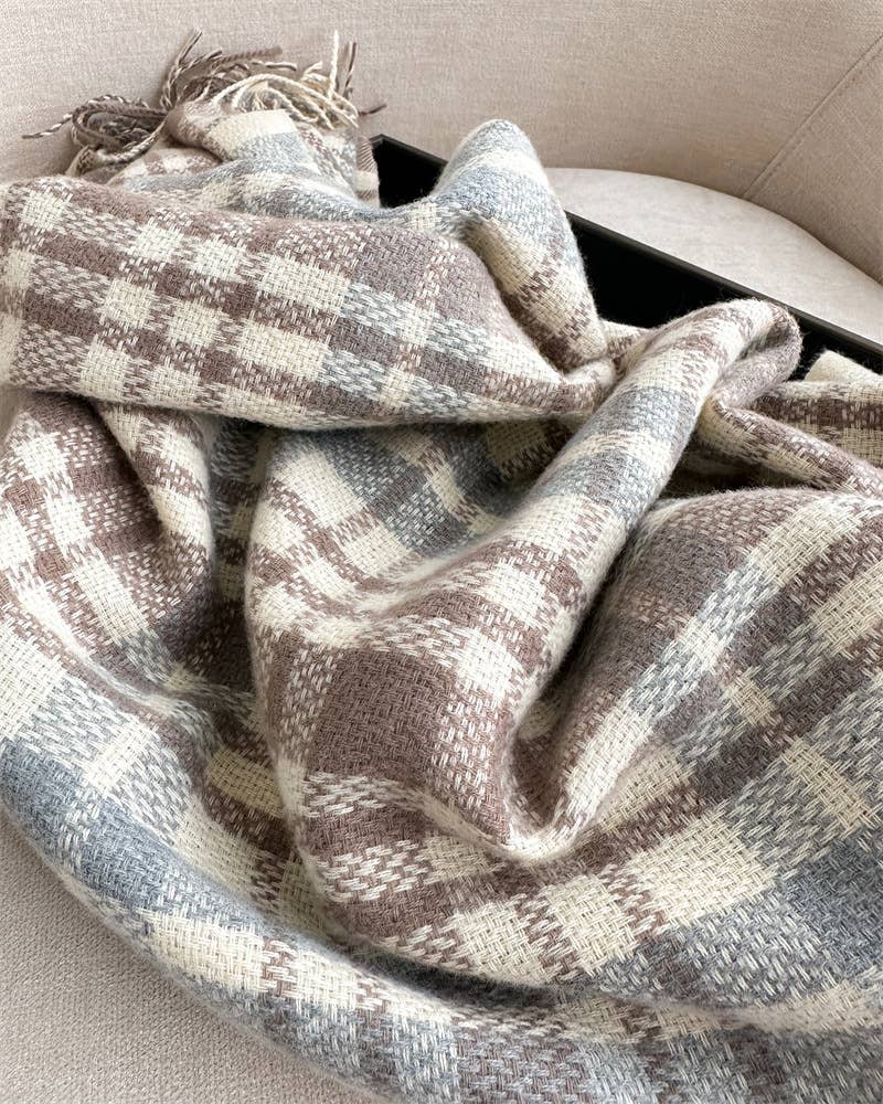 PLAID CASHMERE LIKE SCARF WITH FRINGE FOR WINTER_CWASC1443