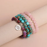 PURPLE EMPEROR PINE ROSE QUARTZ BEADED BRACELETS_CWAJE3938