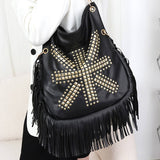 Women Rivet Soft Leather Portable Shoulder Bag_Cwab0785