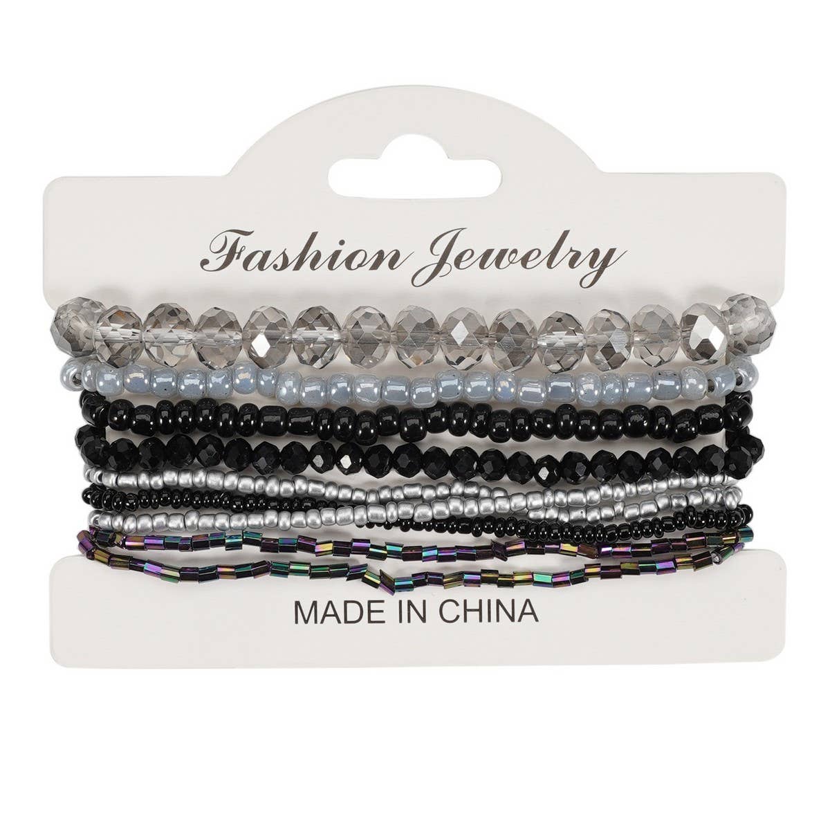 Cwaje05691_Boho Crystal Beaded Multi Layer Elastic Bracelet