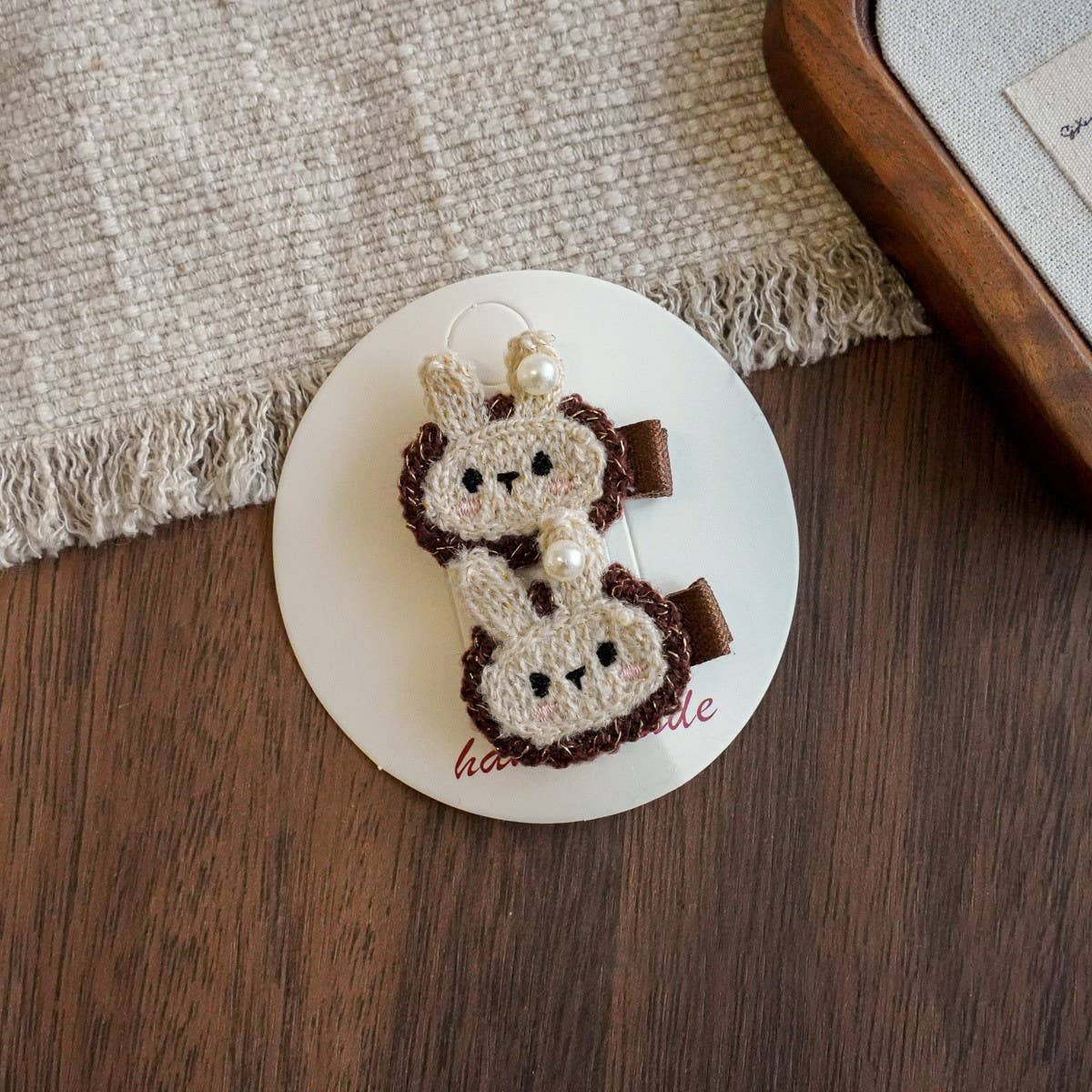 Handmade Bunny Cherry Fabric Hair Clip_Cwaha08354