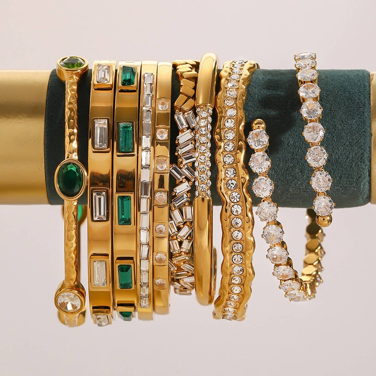 INS ZIRCON OPEN CUFF BRACELET IN STAINLESS STEEL_CWAJE4627