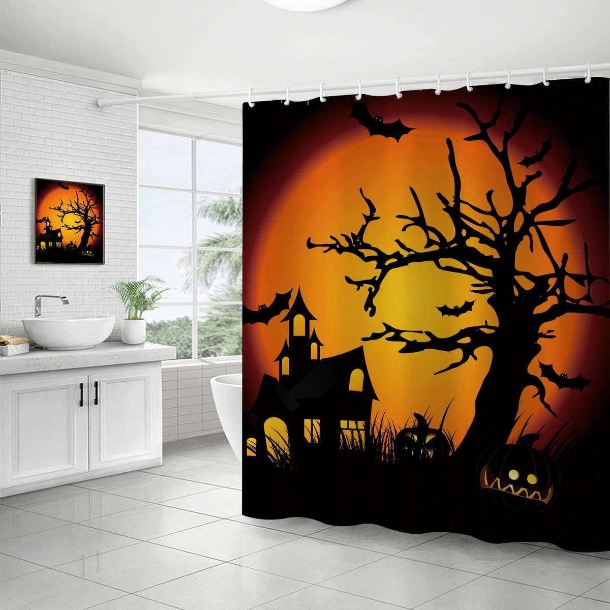 HALLOWEEN THANKSGIVING FLOWER SHOWER CURTAIN_CWMM1803