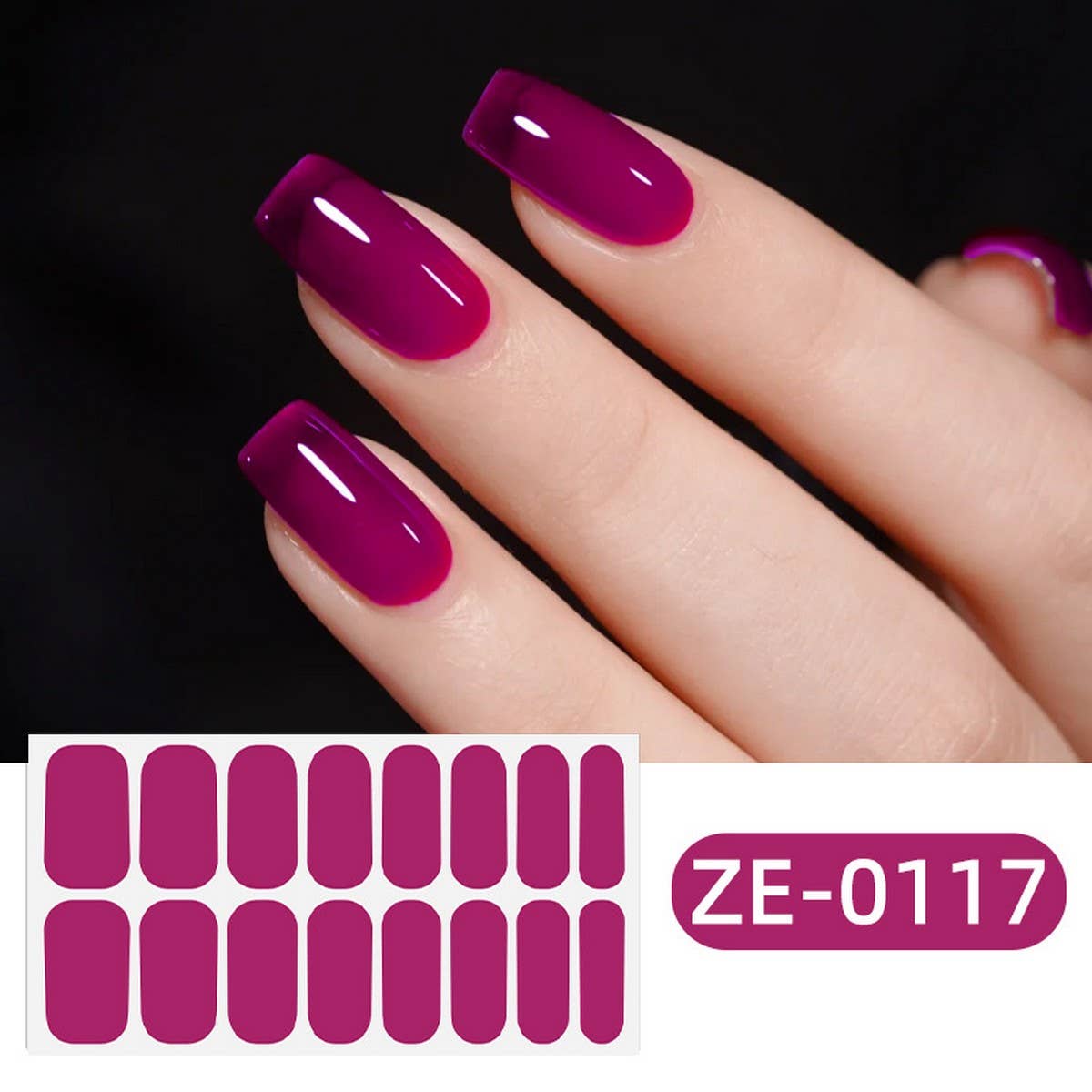 Solid Nail Film Stickers 16Pcs Set_Cwmm11205