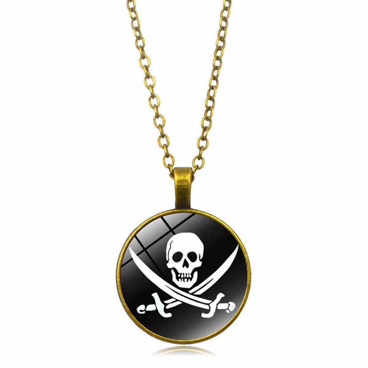 PIRATE SKULL ALLOY GLASS NECKLACE_CWAJE0707