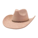 Western Ethnic Soft Suede Cowboy Fedora Hat_Cwah04400