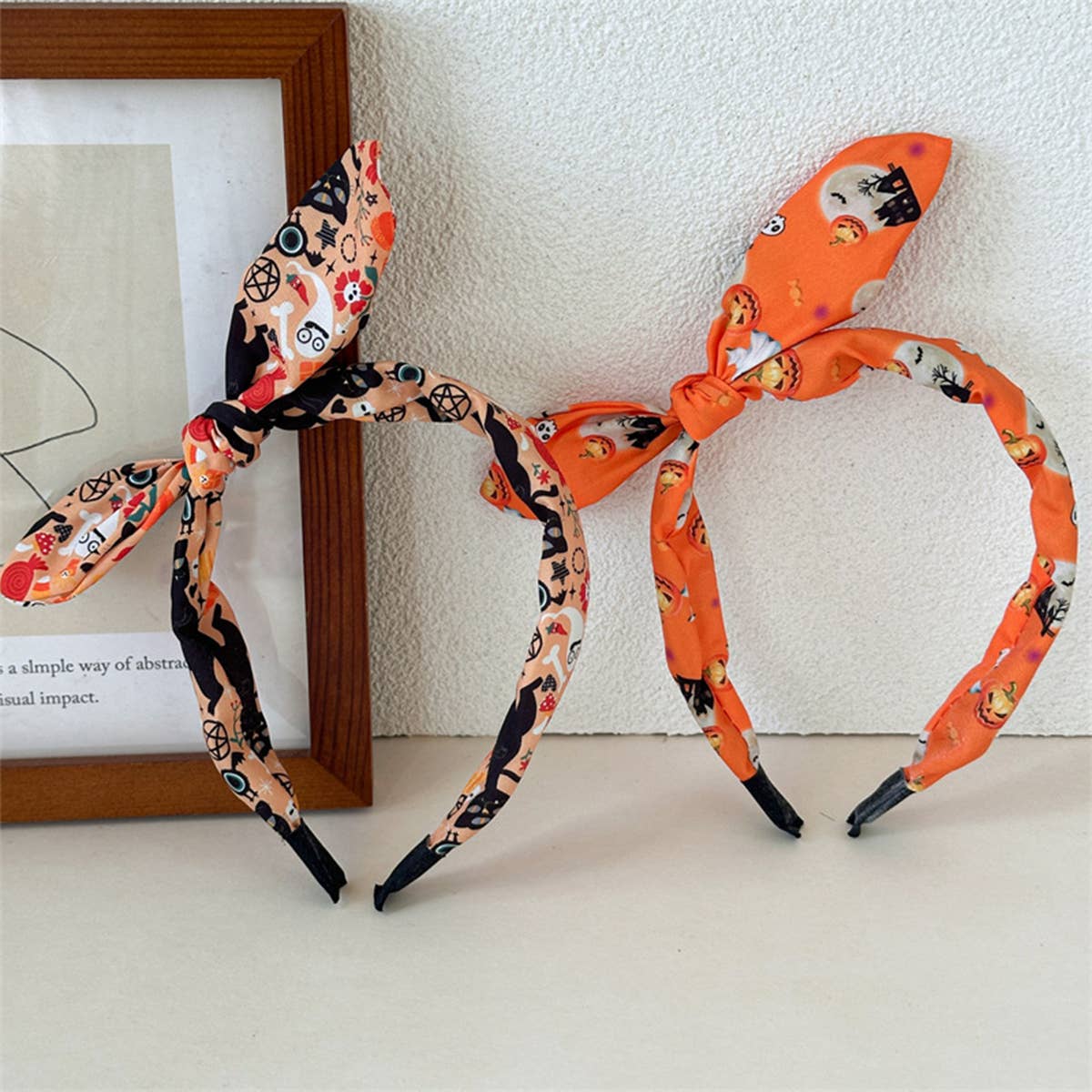 Halloween Skull Bunny Ear Headband Print_Cwaha07597