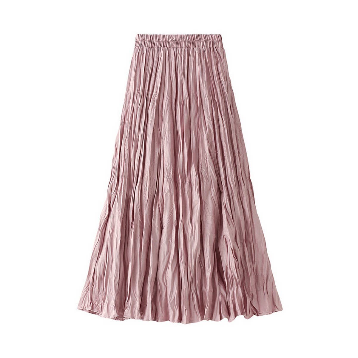 RUCHED PLEATED A LINE MIDI SKIRT_CWBMS0384