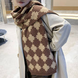 KNIT PLAID LONG SCARF FOR WOMEN FASHION WRAP_CWASC1239