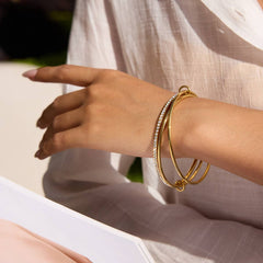 LUXURY 18K GOLD MULTI LAYER ZIRCON TITANIUM CUFF_CWAJE4833
