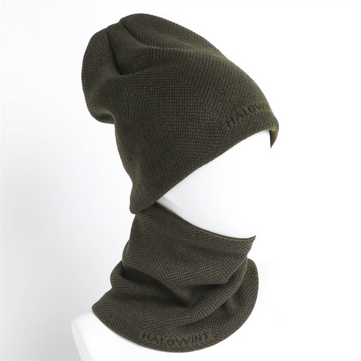 HERRINGBONE HOOD AND SCARF TWO PIECE SET_CWASC1043