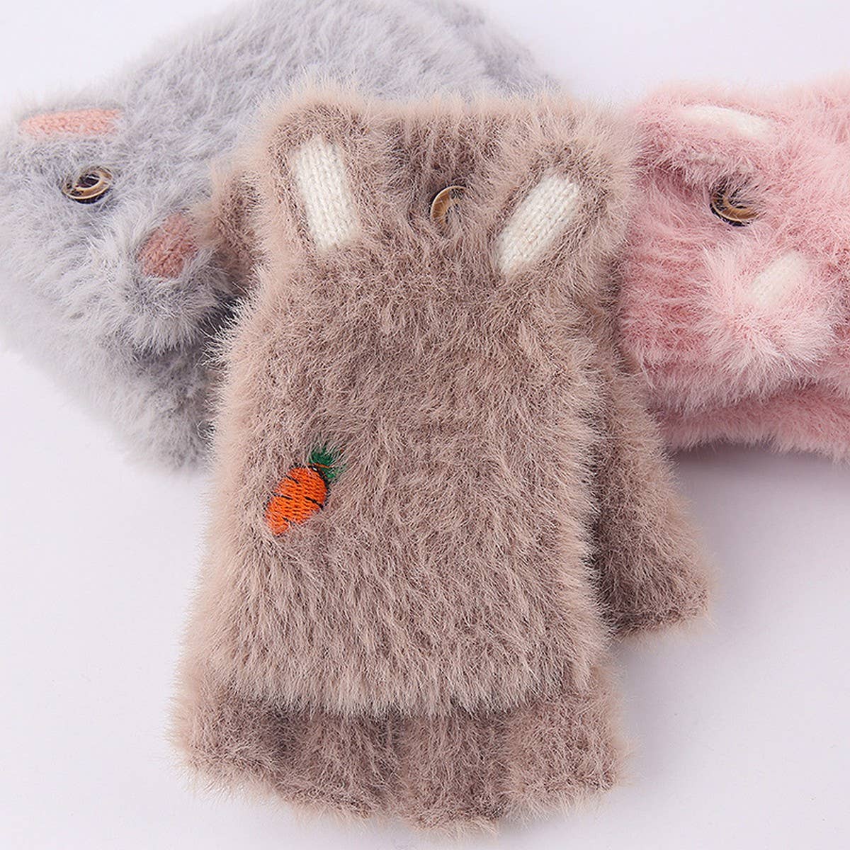 Winter Warm Flip Fingerless Gloves For Women_Cwag0243