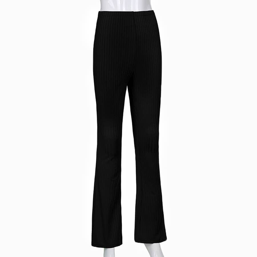 Solid-Color High-Waisted, Form-Fitting Pants