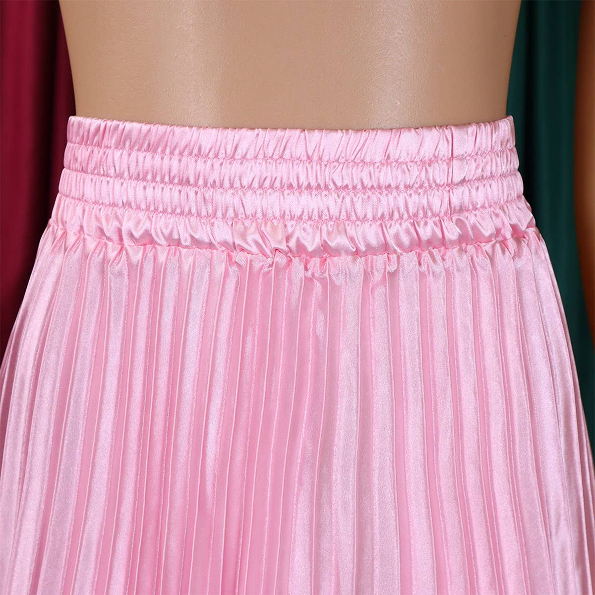 PLUS SIZE MID HIGH WAIST PLEATED LONG SKIRT_CWDMD3676