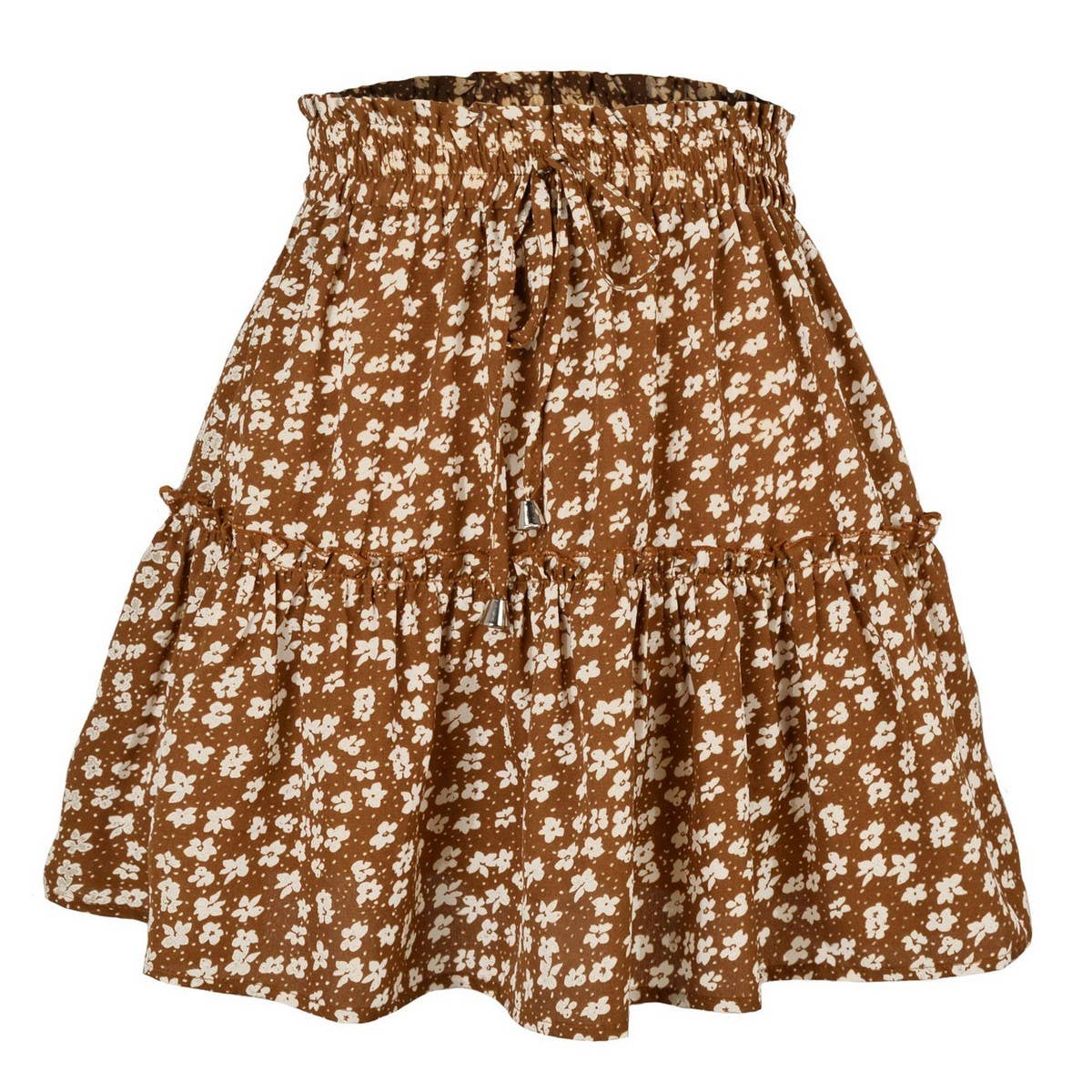 HIGH WAIST PRINTED SKIRT FLORAL SHORT SKIRT_CWAB4795