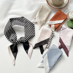 STRIPED SKINNY SCARF HAIR TIE BAG RIBBON WRAPSTRIP_CWASC1979