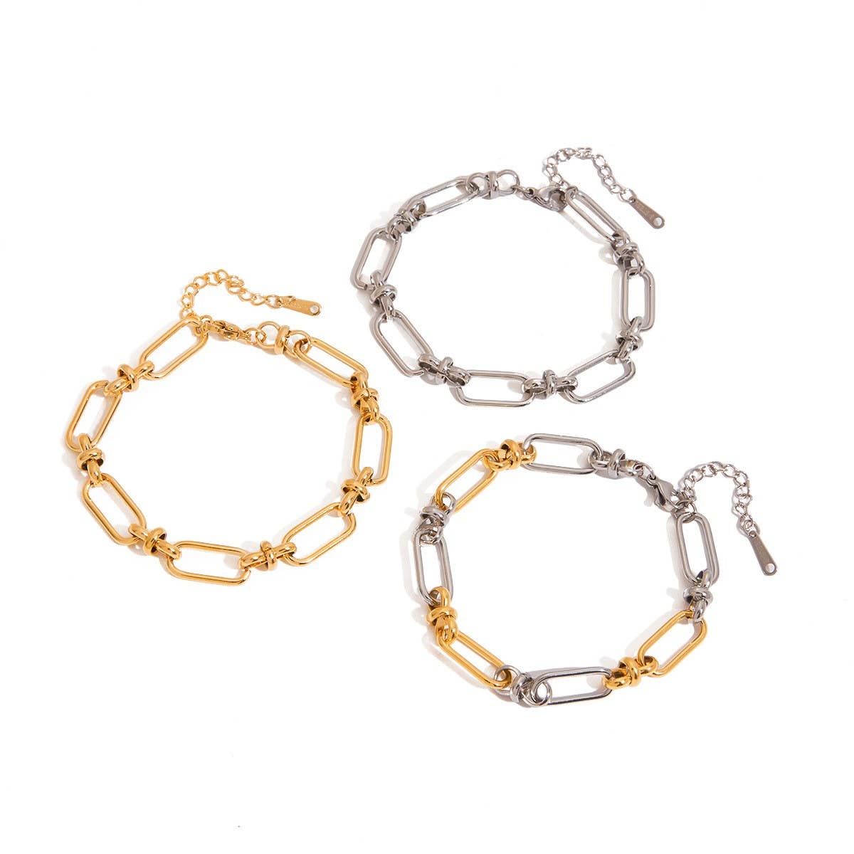 18K GOLD SILVER TWO TONE CROSS CHAIN BRACELET_CWAJE4737