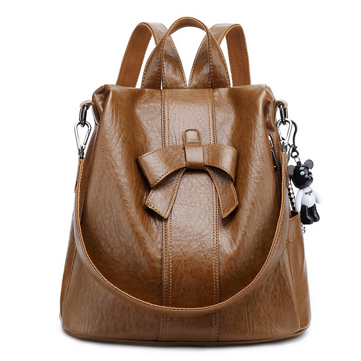 LEATHER BACKPACK WOMEN BOW DECORATION CROSSBODY BAG_CWAB0721