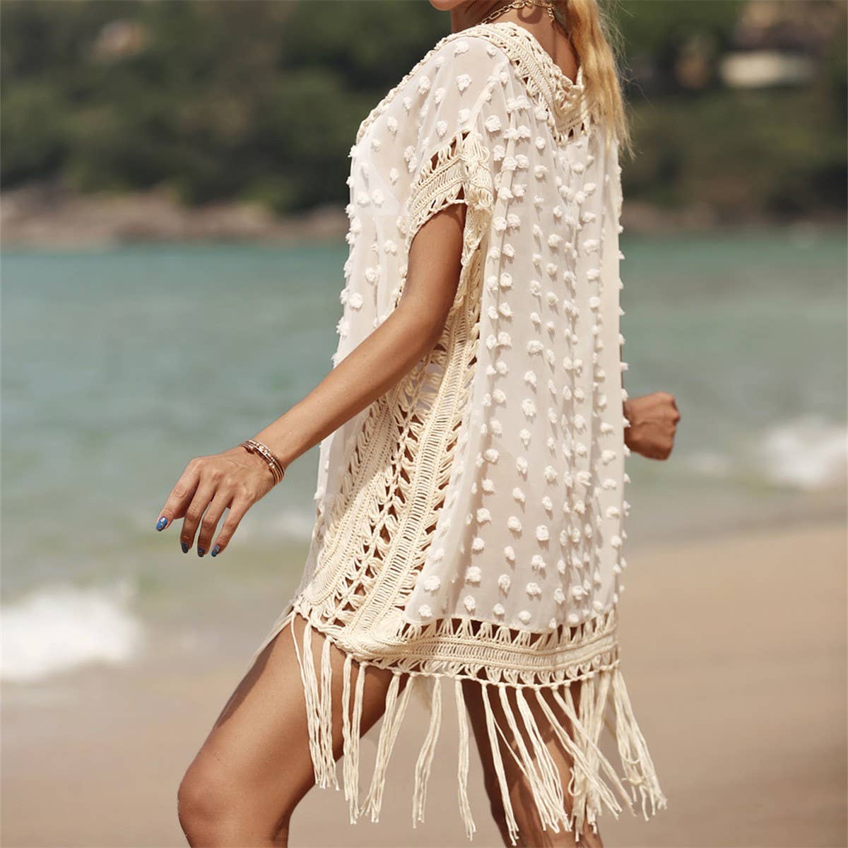 SPLICED TASSEL CROCHET BEACH COVER UP_CWMM1229
