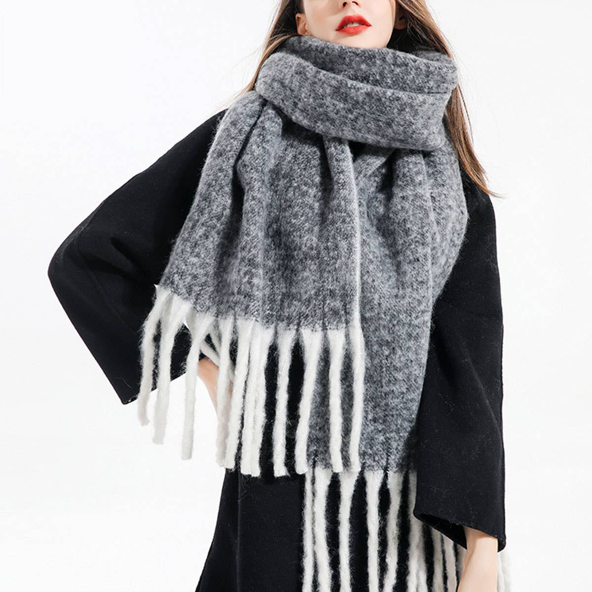 Wool Knit Scarfthick Long Solid Winter Wrap_Cwasc0166
