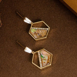 ABALONE DIAMOND ZIRCON PENDANT EARRINGS_CWMM4300