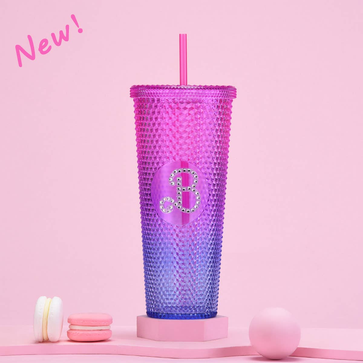 DOUBLE LAYER PORTABLE PLASTIC STRAW DIAMOND CUP_CWMM0978
