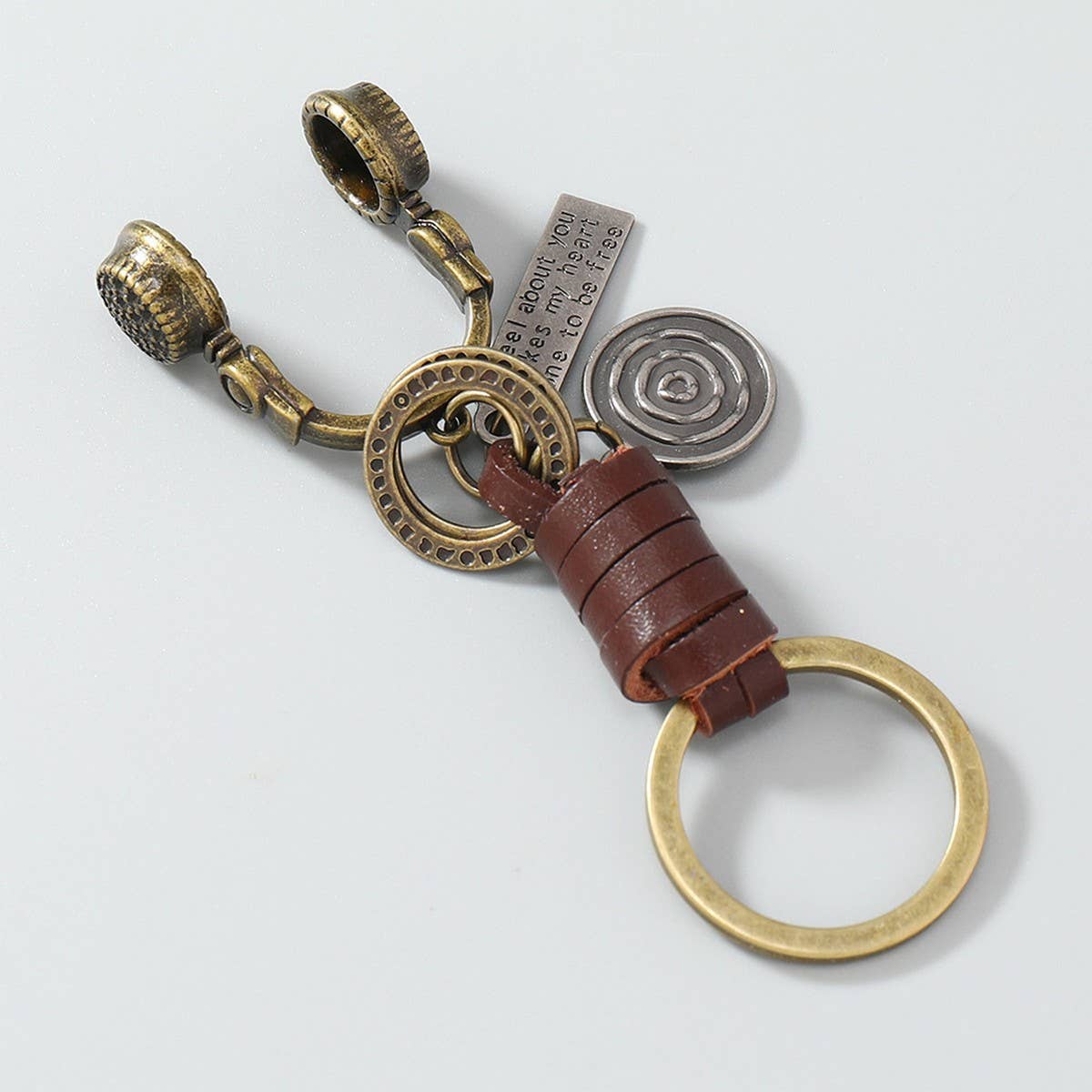 HAND WOVEN VINTAGE COWHIDE KEYCHAIN_CWMM4789