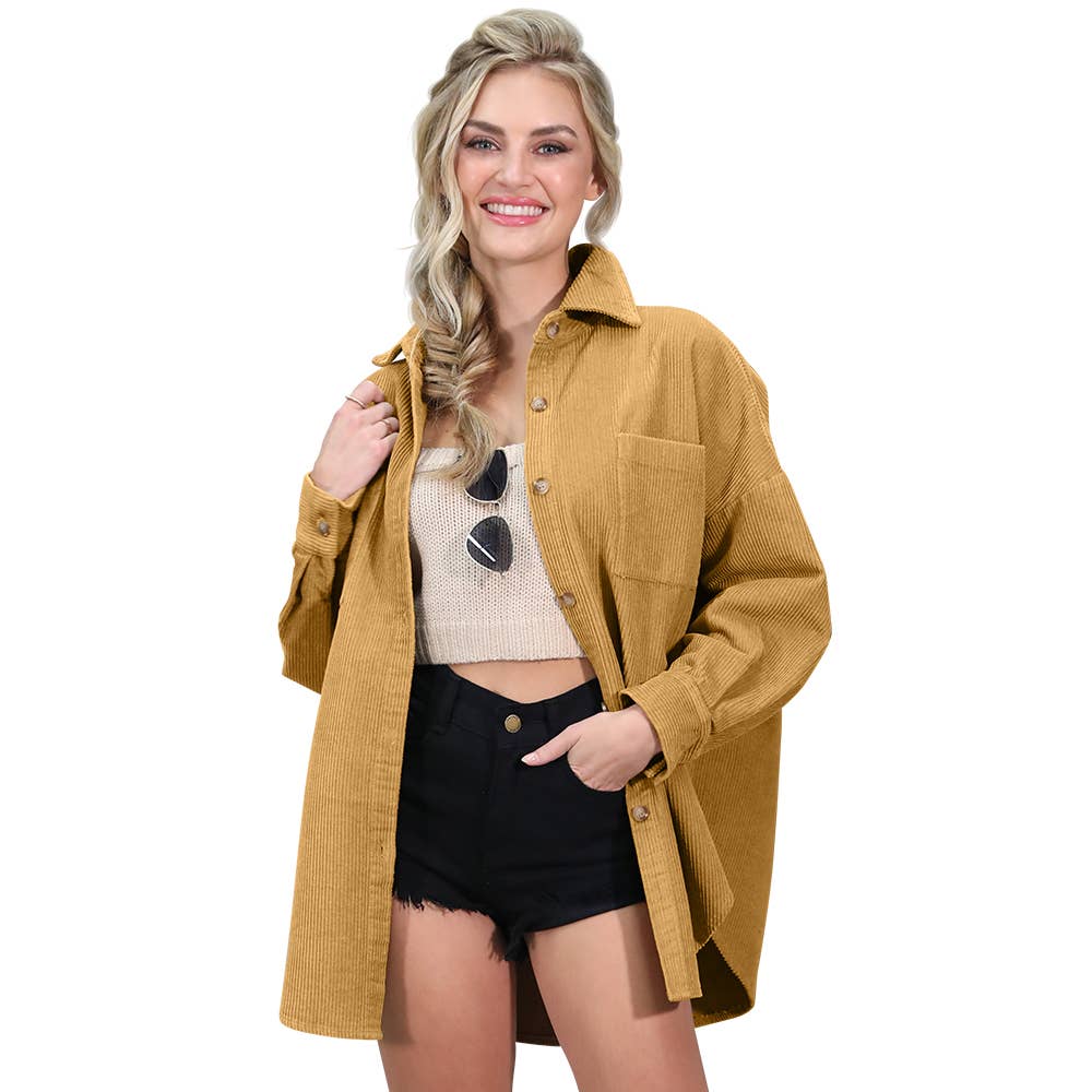 Women Loose Button Down Jacket_Cwoja695