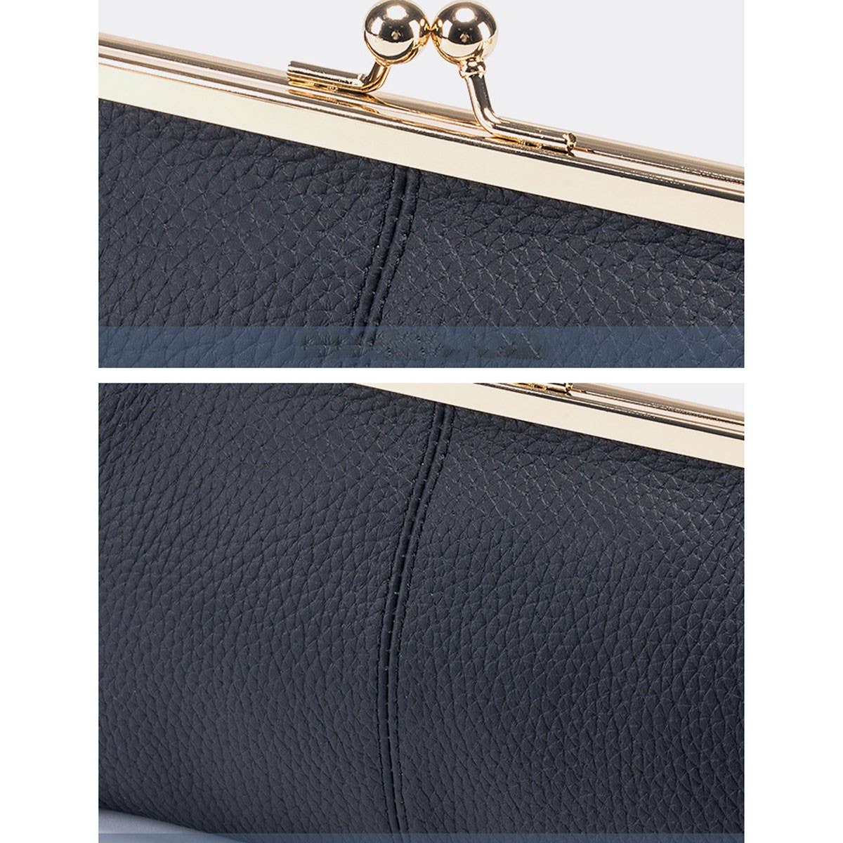 GENUINE LEATHER SIMPLE FASHION CLIP BAG LONG WALLET_CWAB3739